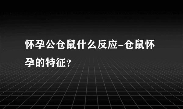 怀孕公仓鼠什么反应-仓鼠怀孕的特征？