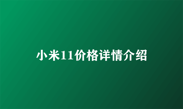 小米11价格详情介绍