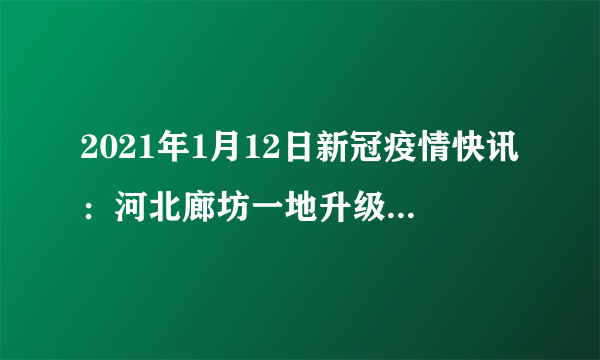 2021年1月12日新冠疫情快讯：河北廊坊一地升级！目前共1＋84个高中风险区；意大利女子前年11月已感染新冠