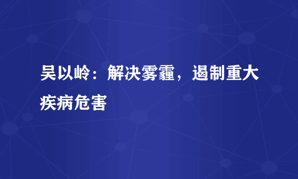 吴以岭：解决雾霾，遏制重大疾病危害