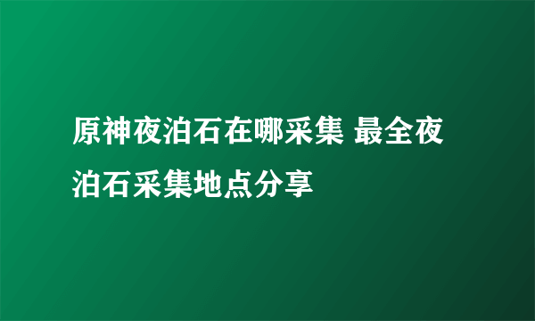 原神夜泊石在哪采集 最全夜泊石采集地点分享