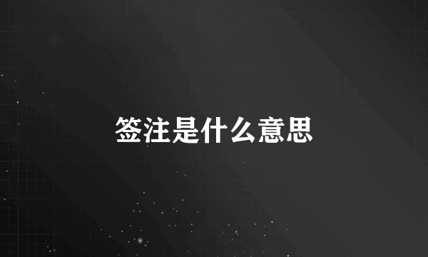 签注是什么意思