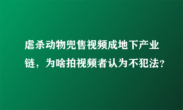 虐杀动物兜售视频成地下产业链，为啥拍视频者认为不犯法？