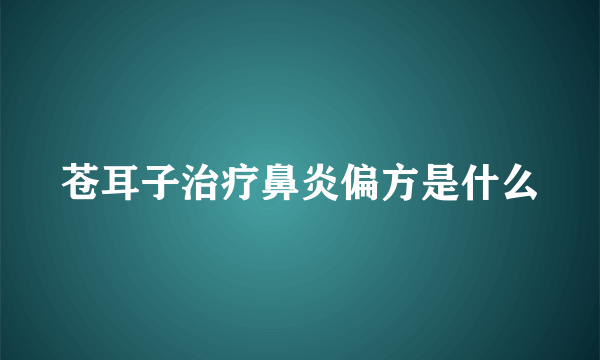 苍耳子治疗鼻炎偏方是什么