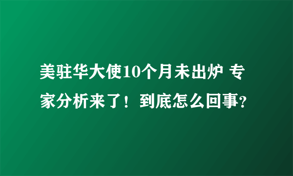 美驻华大使10个月未出炉 专家分析来了！到底怎么回事？