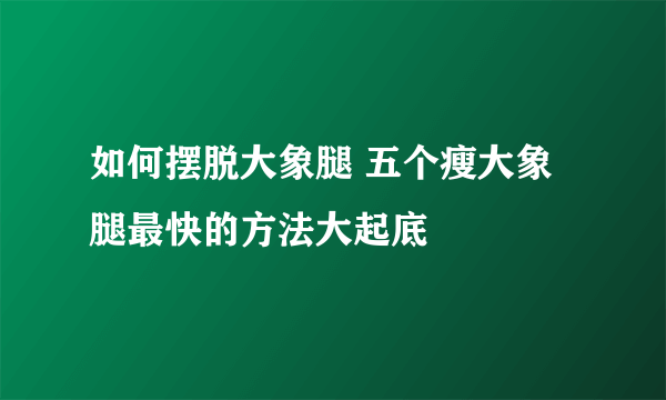 如何摆脱大象腿 五个瘦大象腿最快的方法大起底