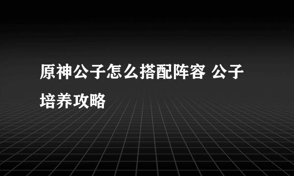 原神公子怎么搭配阵容 公子培养攻略