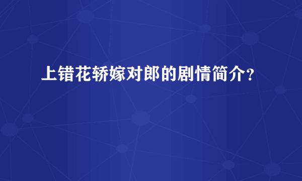 上错花轿嫁对郎的剧情简介？