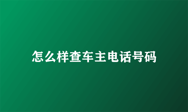 怎么样查车主电话号码