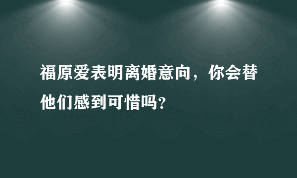 福原爱表明离婚意向，你会替他们感到可惜吗？