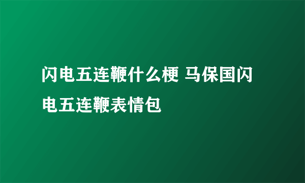 闪电五连鞭什么梗 马保国闪电五连鞭表情包