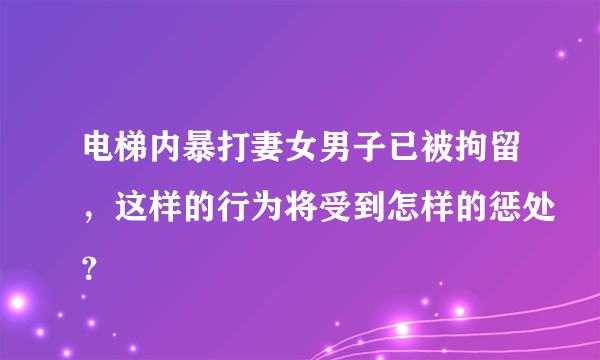 电梯内暴打妻女男子已被拘留，这样的行为将受到怎样的惩处？