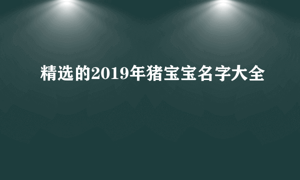 精选的2019年猪宝宝名字大全