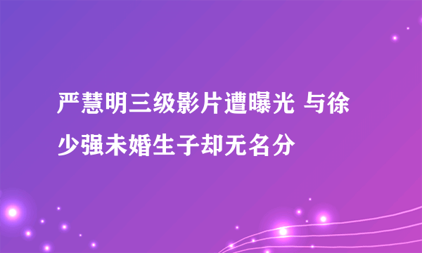 严慧明三级影片遭曝光 与徐少强未婚生子却无名分