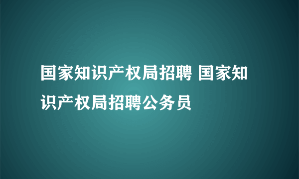 国家知识产权局招聘 国家知识产权局招聘公务员