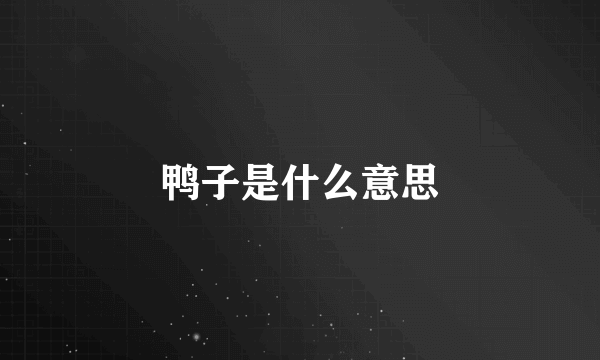 鸭子是什么意思