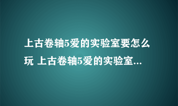 上古卷轴5爱的实验室要怎么玩 上古卷轴5爱的实验室玩法攻略