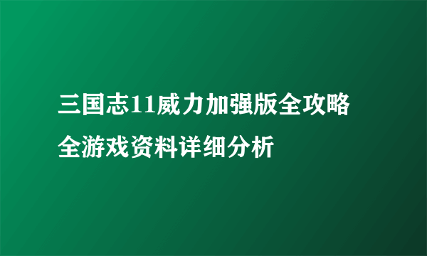 三国志11威力加强版全攻略 全游戏资料详细分析