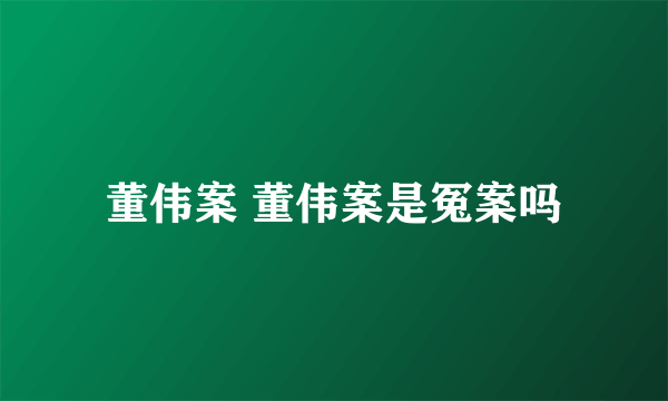 董伟案 董伟案是冤案吗