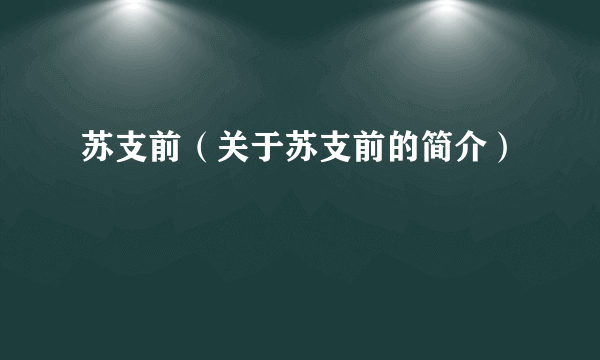 苏支前（关于苏支前的简介）