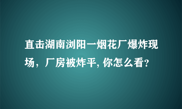 直击湖南浏阳一烟花厂爆炸现场，厂房被炸平, 你怎么看？