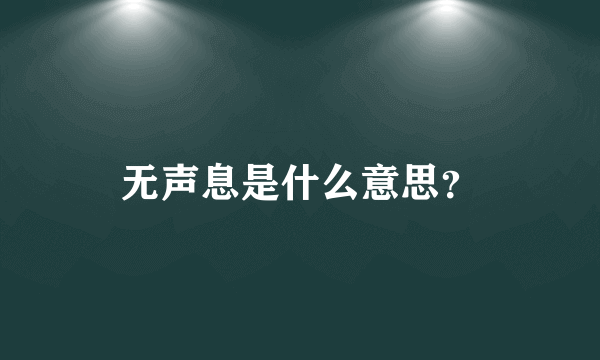 无声息是什么意思？