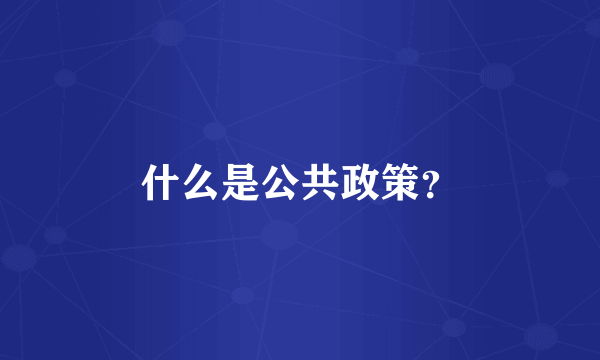 什么是公共政策？