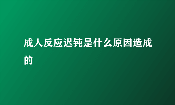 成人反应迟钝是什么原因造成的