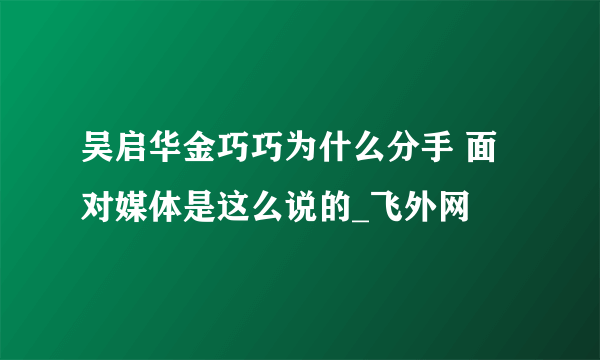 吴启华金巧巧为什么分手 面对媒体是这么说的_飞外网