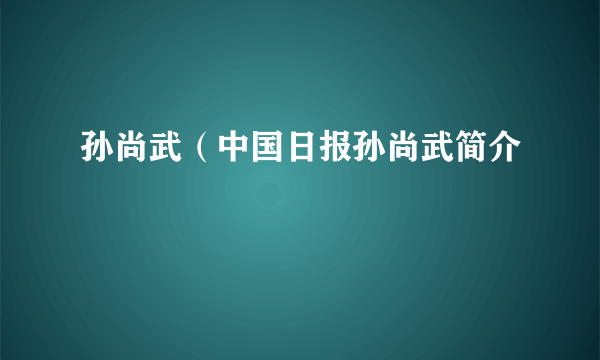 孙尚武（中国日报孙尚武简介