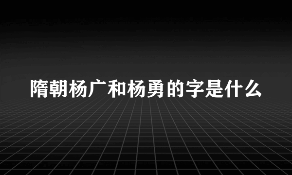 隋朝杨广和杨勇的字是什么