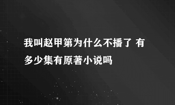 我叫赵甲第为什么不播了 有多少集有原著小说吗