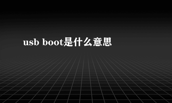 usb boot是什么意思