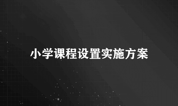 小学课程设置实施方案