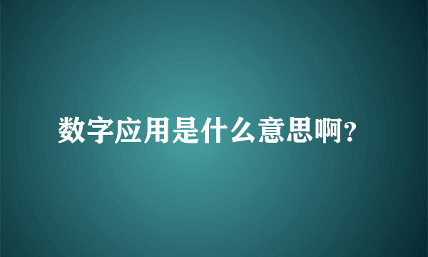 数字应用是什么意思啊？