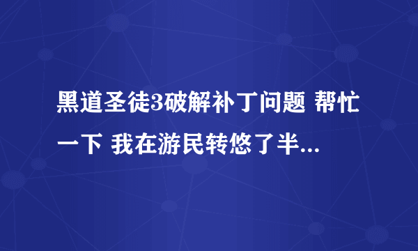 黑道圣徒3破解补丁问题 帮忙一下 我在游民转悠了半天 我要下STEAM版本的 但是补丁要下哪个？？？