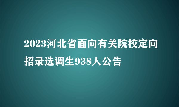 2023河北省面向有关院校定向招录选调生938人公告