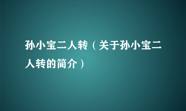 孙小宝二人转（关于孙小宝二人转的简介）