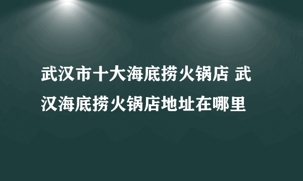 武汉市十大海底捞火锅店 武汉海底捞火锅店地址在哪里