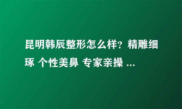 昆明韩辰整形怎么样？精雕细琢 个性美鼻 专家亲操 美得自然