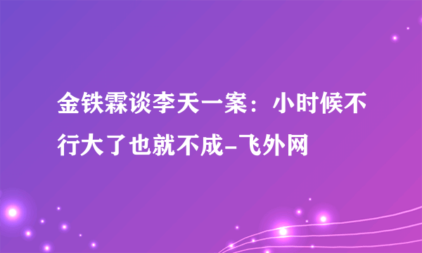 金铁霖谈李天一案：小时候不行大了也就不成-飞外网