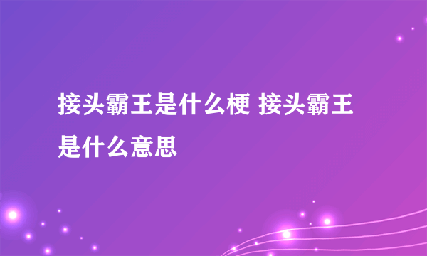 接头霸王是什么梗 接头霸王是什么意思