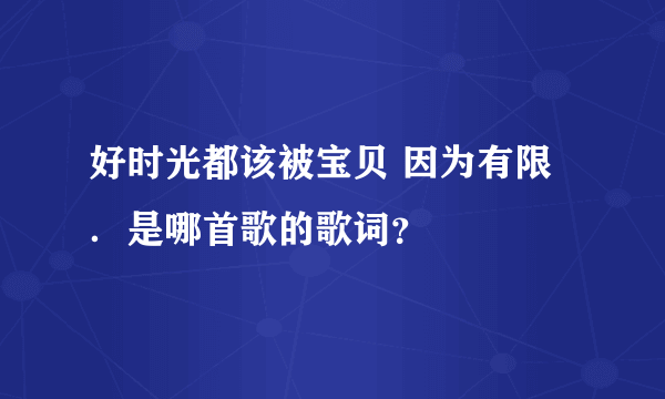 好时光都该被宝贝 因为有限．是哪首歌的歌词？