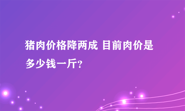 猪肉价格降两成 目前肉价是多少钱一斤？