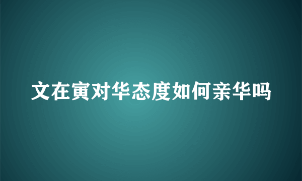 文在寅对华态度如何亲华吗