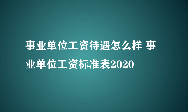 事业单位工资待遇怎么样 事业单位工资标准表2020