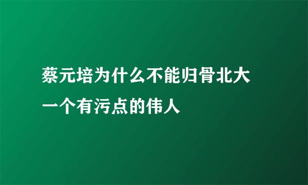 蔡元培为什么不能归骨北大 一个有污点的伟人