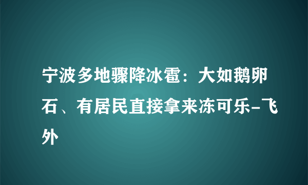 宁波多地骤降冰雹：大如鹅卵石、有居民直接拿来冻可乐-飞外