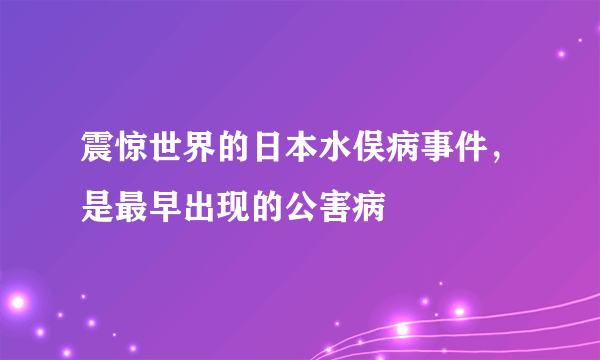 震惊世界的日本水俣病事件，是最早出现的公害病