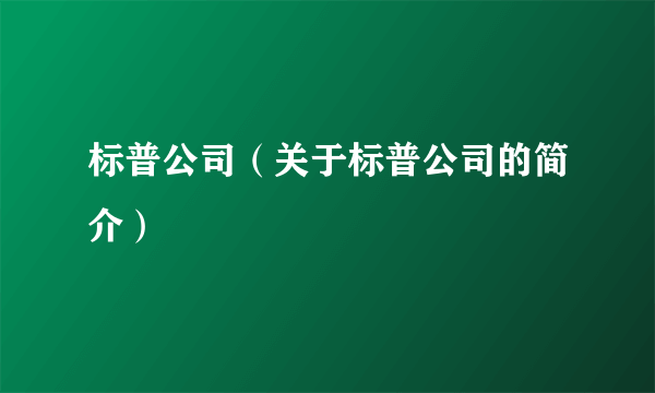 标普公司（关于标普公司的简介）